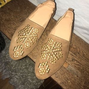 Suede Flats with Gold Metal Studs from Sundance